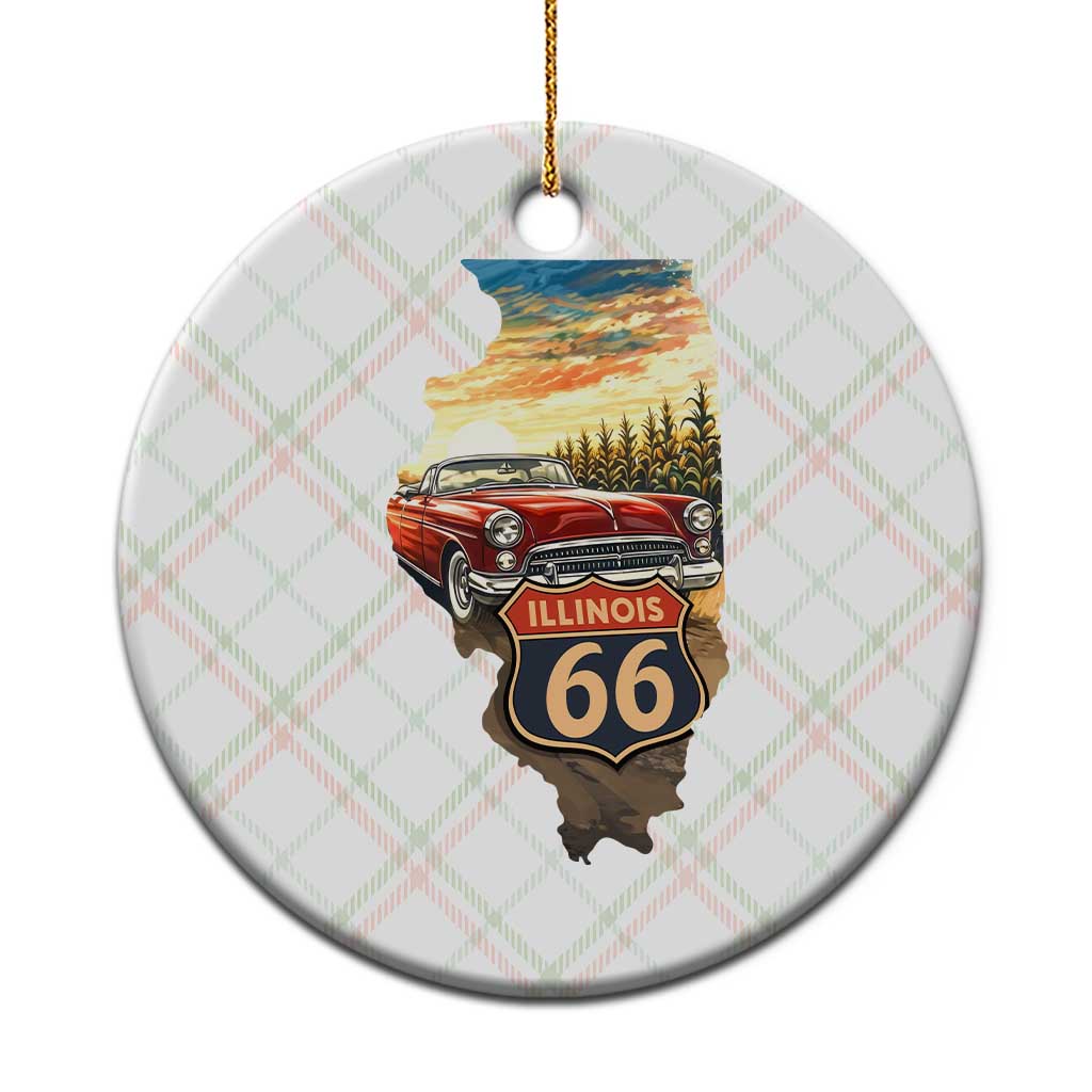 Route Highway 66 Illinois State Pride Ceramic Ornament Mother Road Travel Gift TS12 1pc Christmas Plaid Print Your Wear