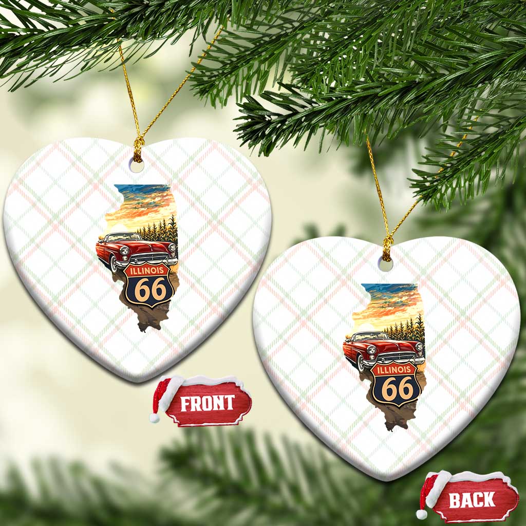 Route Highway 66 Illinois State Pride Ceramic Ornament Mother Road Travel Gift TS12 Print Your Wear