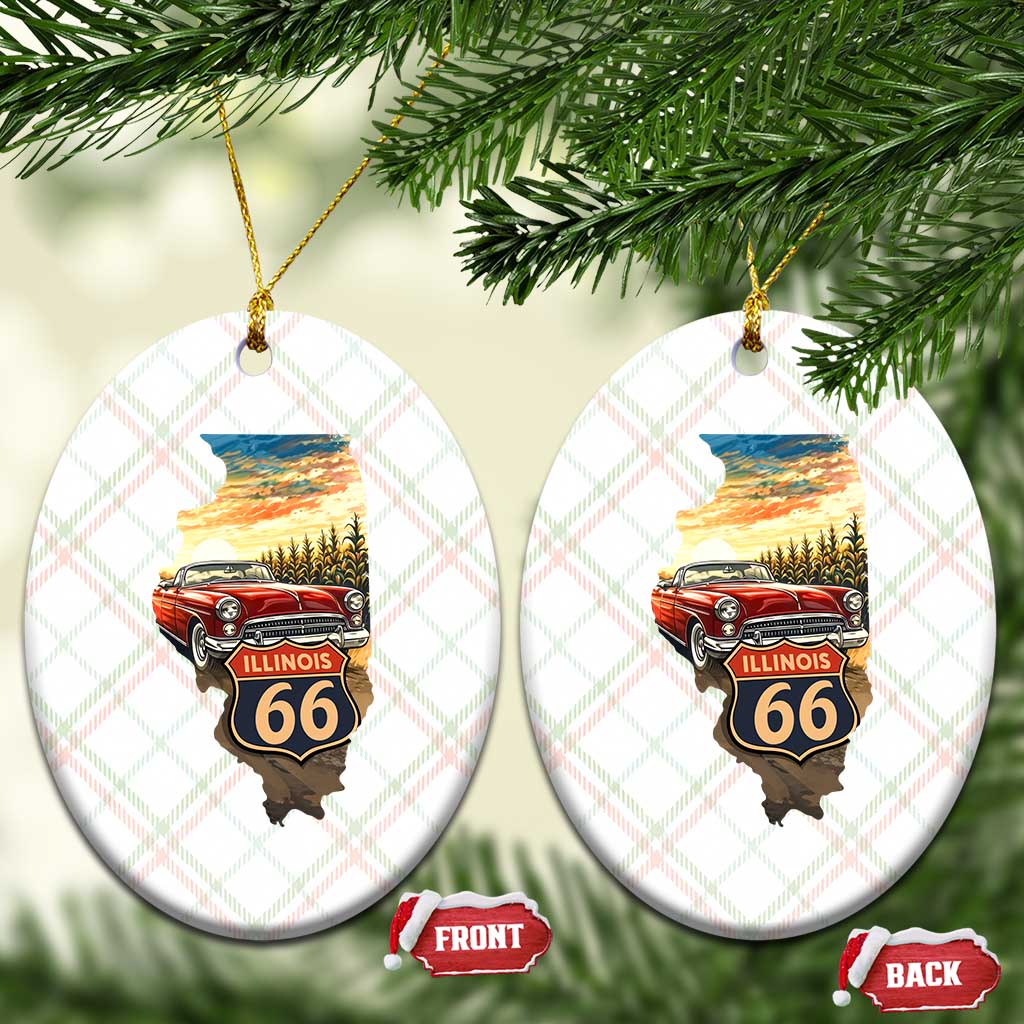Route Highway 66 Illinois State Pride Ceramic Ornament Mother Road Travel Gift TS12 Print Your Wear