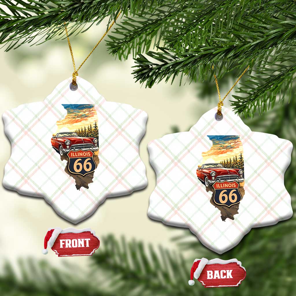 Route Highway 66 Illinois State Pride Ceramic Ornament Mother Road Travel Gift TS12 Print Your Wear