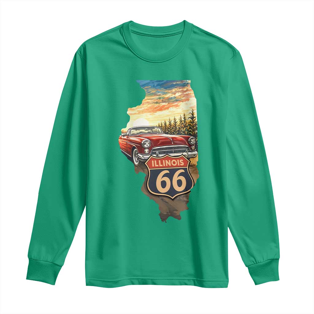 Route Highway 66 Illinois State Pride Long Sleeve Shirt Mother Road Travel Gift TS12 Irish Green Print Your Wear