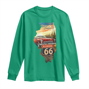 Route Highway 66 Illinois State Pride Long Sleeve Shirt Mother Road Travel Gift TS12 Irish Green Print Your Wear