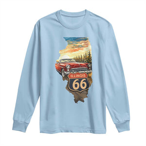 Route Highway 66 Illinois State Pride Long Sleeve Shirt Mother Road Travel Gift TS12 Light Blue Print Your Wear
