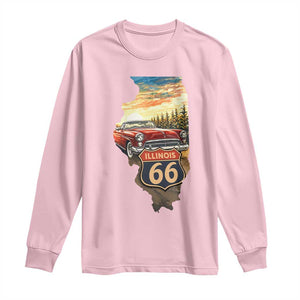Route Highway 66 Illinois State Pride Long Sleeve Shirt Mother Road Travel Gift TS12 Light Pink Print Your Wear