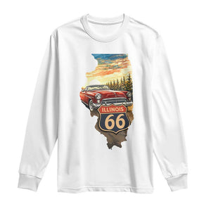 Route Highway 66 Illinois State Pride Long Sleeve Shirt Mother Road Travel Gift TS12 White Print Your Wear