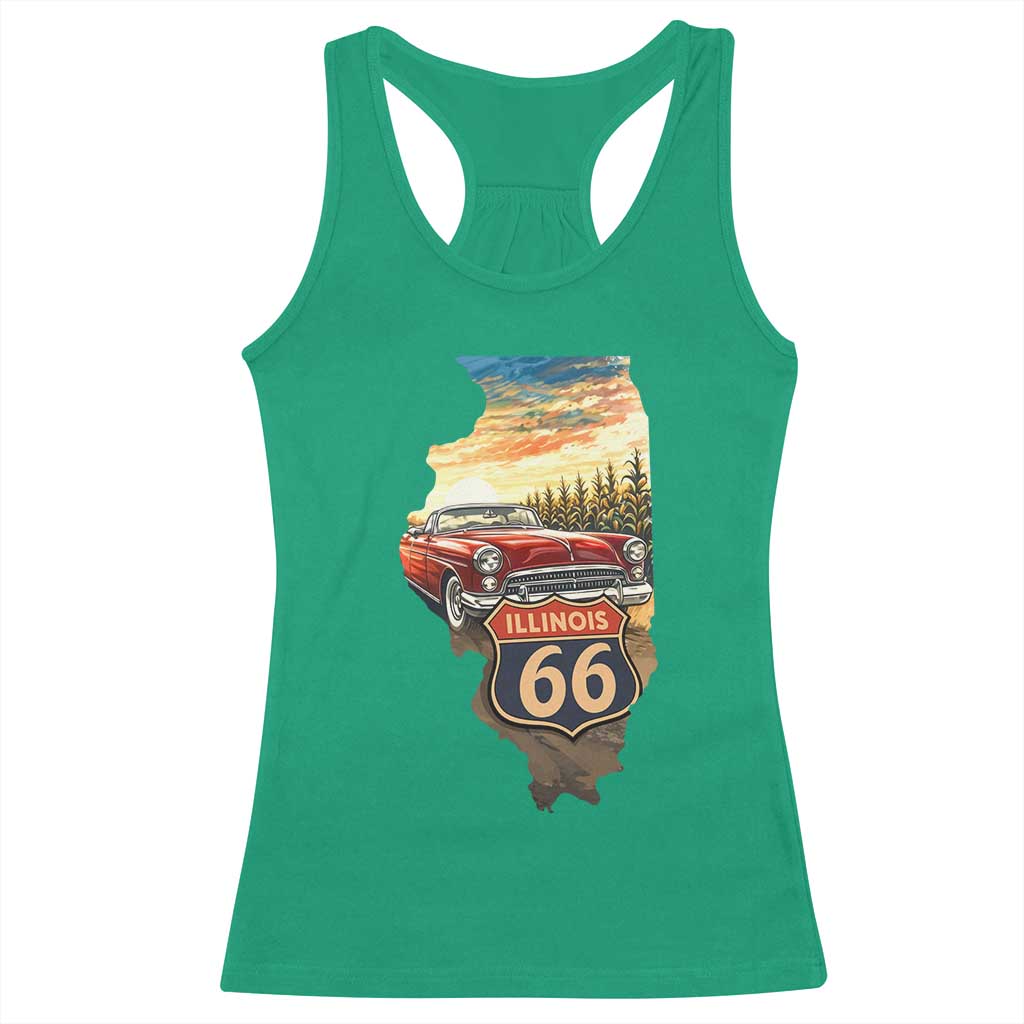 Route Highway 66 Illinois State Pride Racerback Tank Top Mother Road Travel Gift TS12 Irish Green Print Your Wear