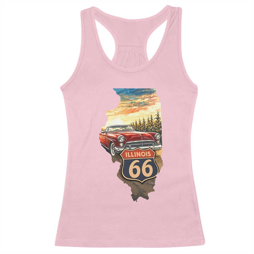 Route Highway 66 Illinois State Pride Racerback Tank Top Mother Road Travel Gift TS12 Light Pink Print Your Wear