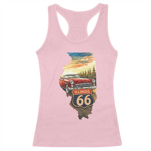 Route Highway 66 Illinois State Pride Racerback Tank Top Mother Road Travel Gift TS12 Light Pink Print Your Wear