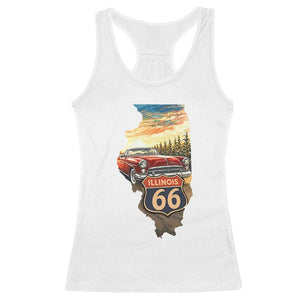 Route Highway 66 Illinois State Pride Racerback Tank Top Mother Road Travel Gift TS12 White Print Your Wear