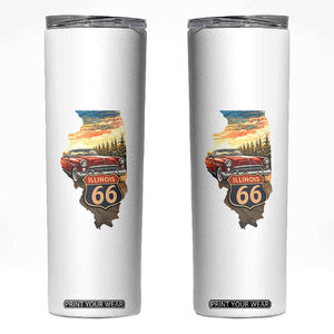 Route Highway 66 Illinois State Pride Skinny Tumbler Mother Road Travel Gift TS12 White Print Your Wear