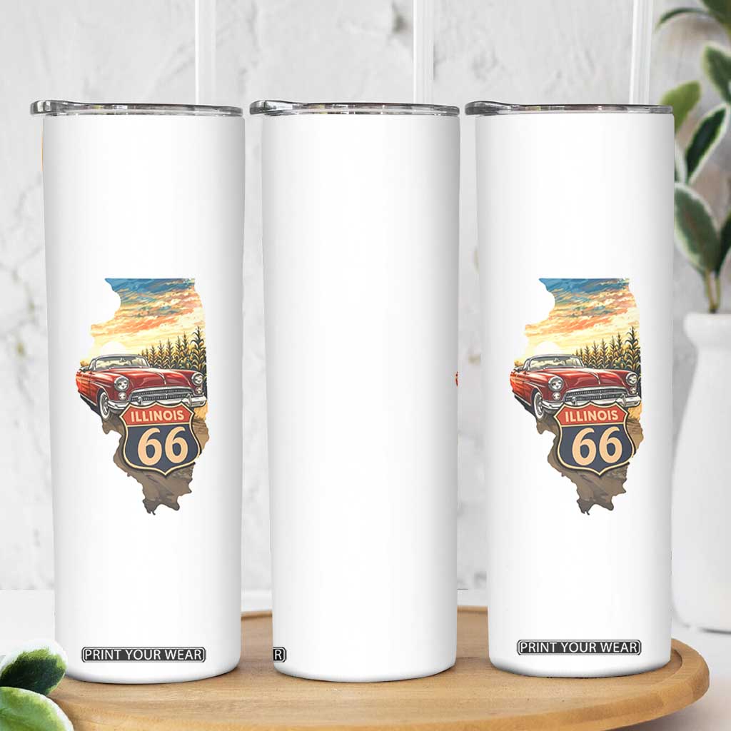 Route Highway 66 Illinois State Pride Skinny Tumbler Mother Road Travel Gift TS12 Print Your Wear