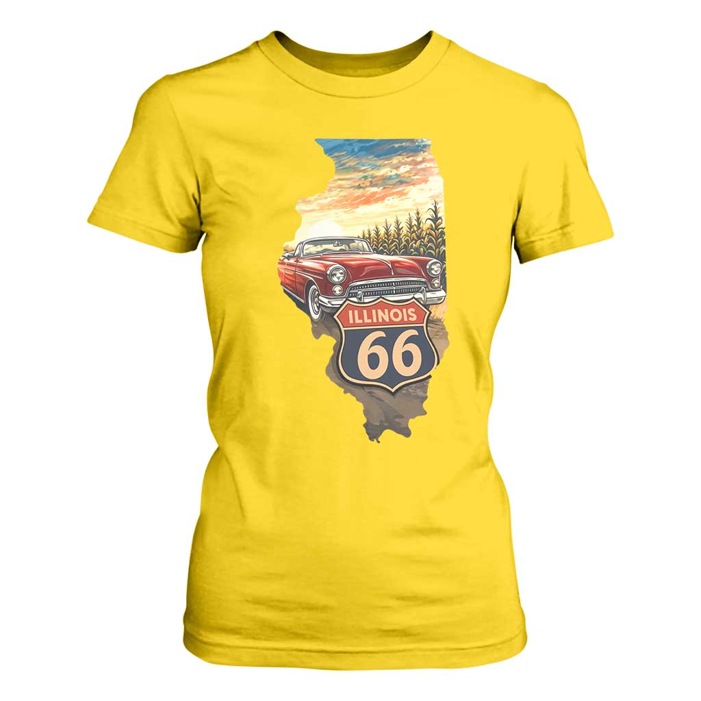 Route Highway 66 Illinois State Pride T Shirt For Women Mother Road Travel Gift TS12 Daisy Print Your Wear