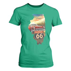 Route Highway 66 Illinois State Pride T Shirt For Women Mother Road Travel Gift TS12 Irish Green Print Your Wear