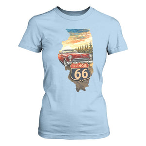 Route Highway 66 Illinois State Pride T Shirt For Women Mother Road Travel Gift TS12 Light Blue Print Your Wear