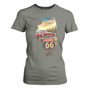 Route Highway 66 Illinois State Pride T Shirt For Women Mother Road Travel Gift TS12 Military Green Print Your Wear