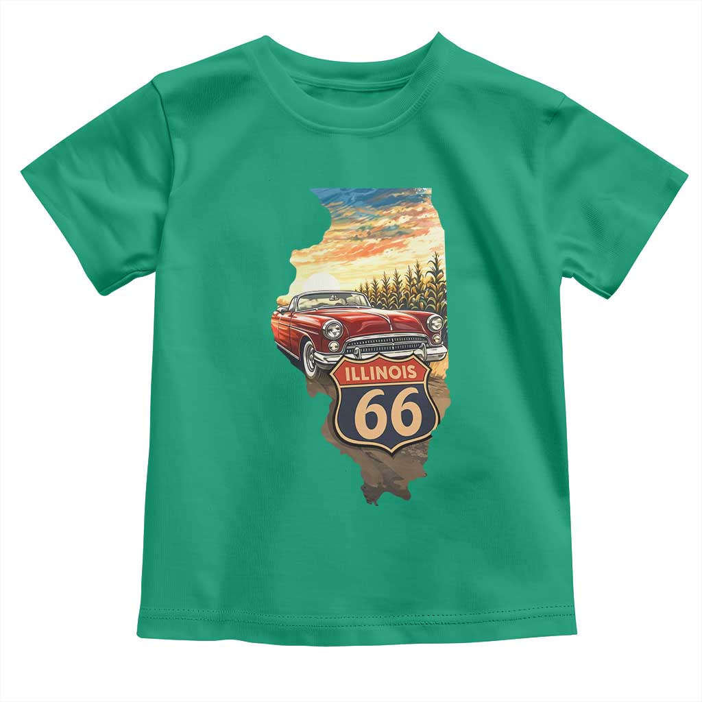 Route Highway 66 Illinois State Pride Toddler T Shirt Mother Road Travel Gift TS12 Irish Green Print Your Wear