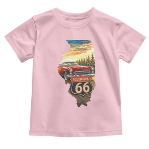 Route Highway 66 Illinois State Pride Toddler T Shirt Mother Road Travel Gift TS12 Light Pink Print Your Wear