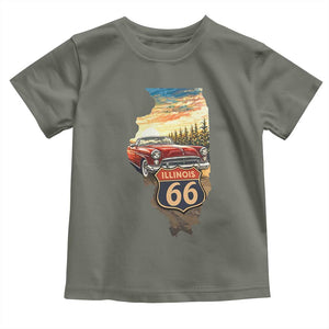 Route Highway 66 Illinois State Pride Toddler T Shirt Mother Road Travel Gift TS12 Military Green Print Your Wear