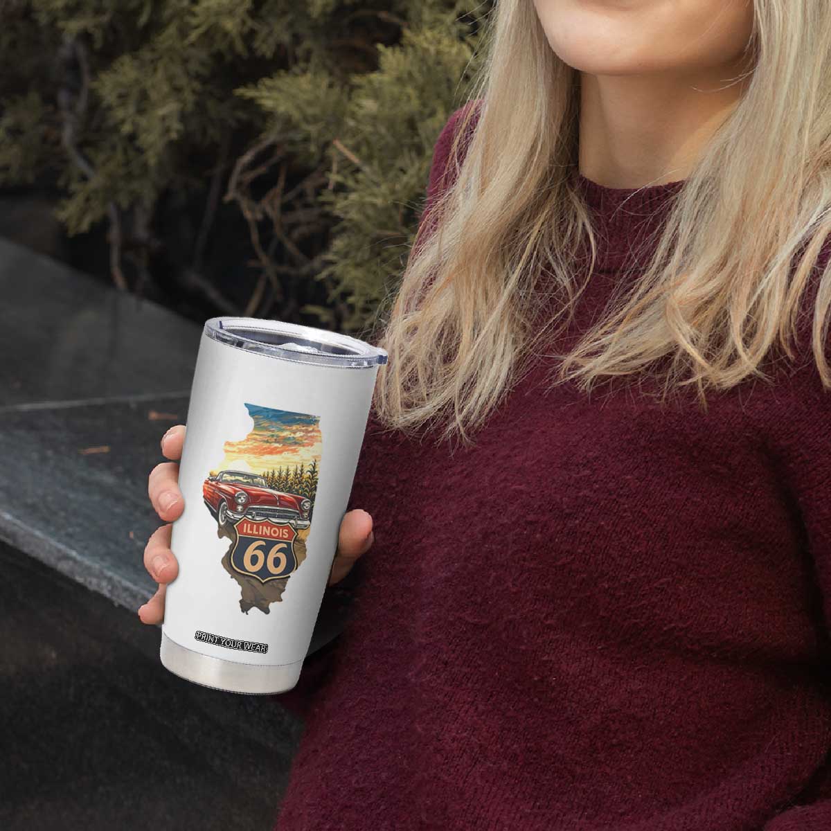 Route Highway 66 Illinois State Pride Tumbler Cup Mother Road Travel Gift TS12 Print Your Wear
