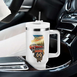 Route Highway 66 Illinois State Pride Tumbler With Handle Mother Road Travel Gift TS12 Print Your Wear