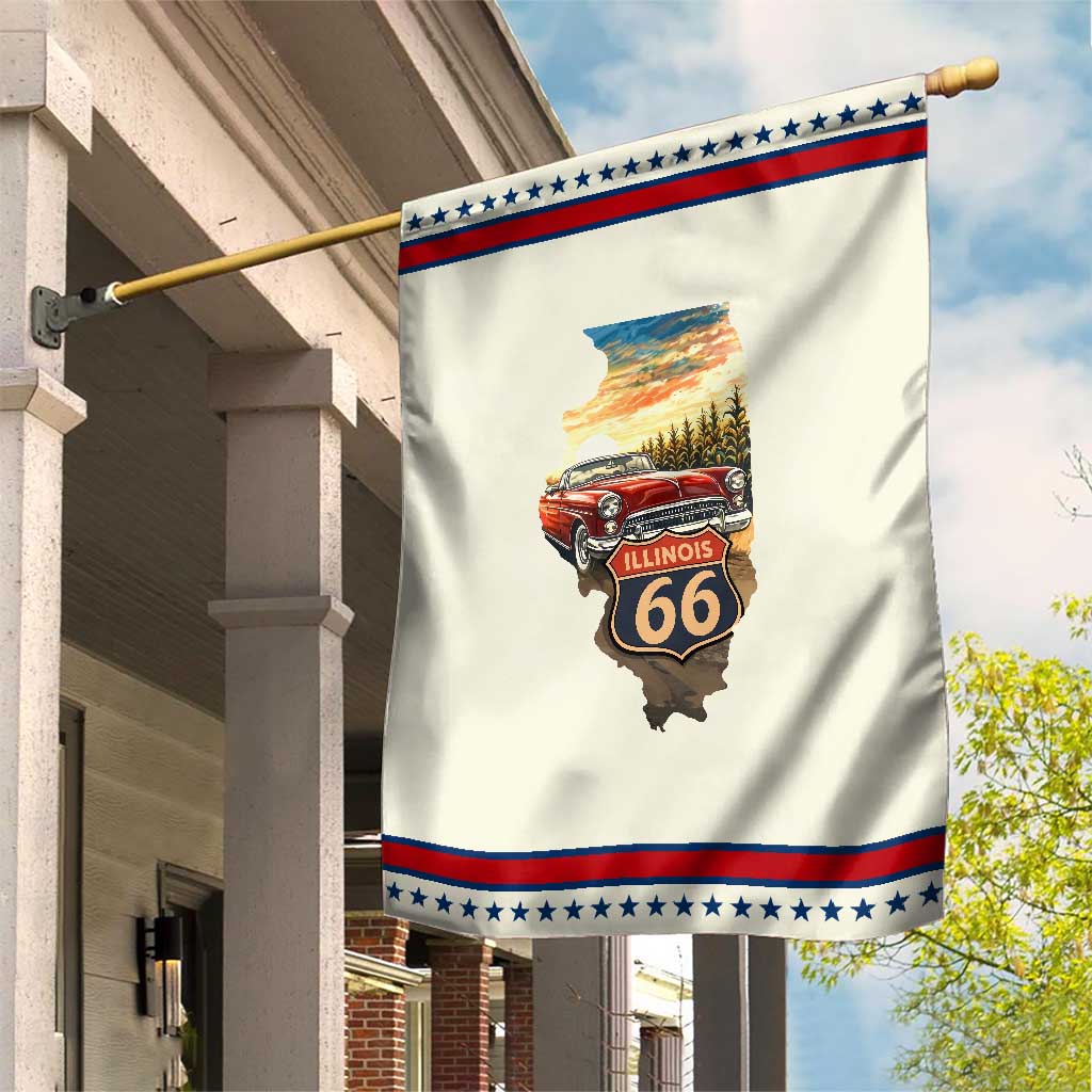 Route Highway 66 Illinois State Pride Garden Flag Mother Road Travel Gift TS12 Modern Beige Red Print Your Wear