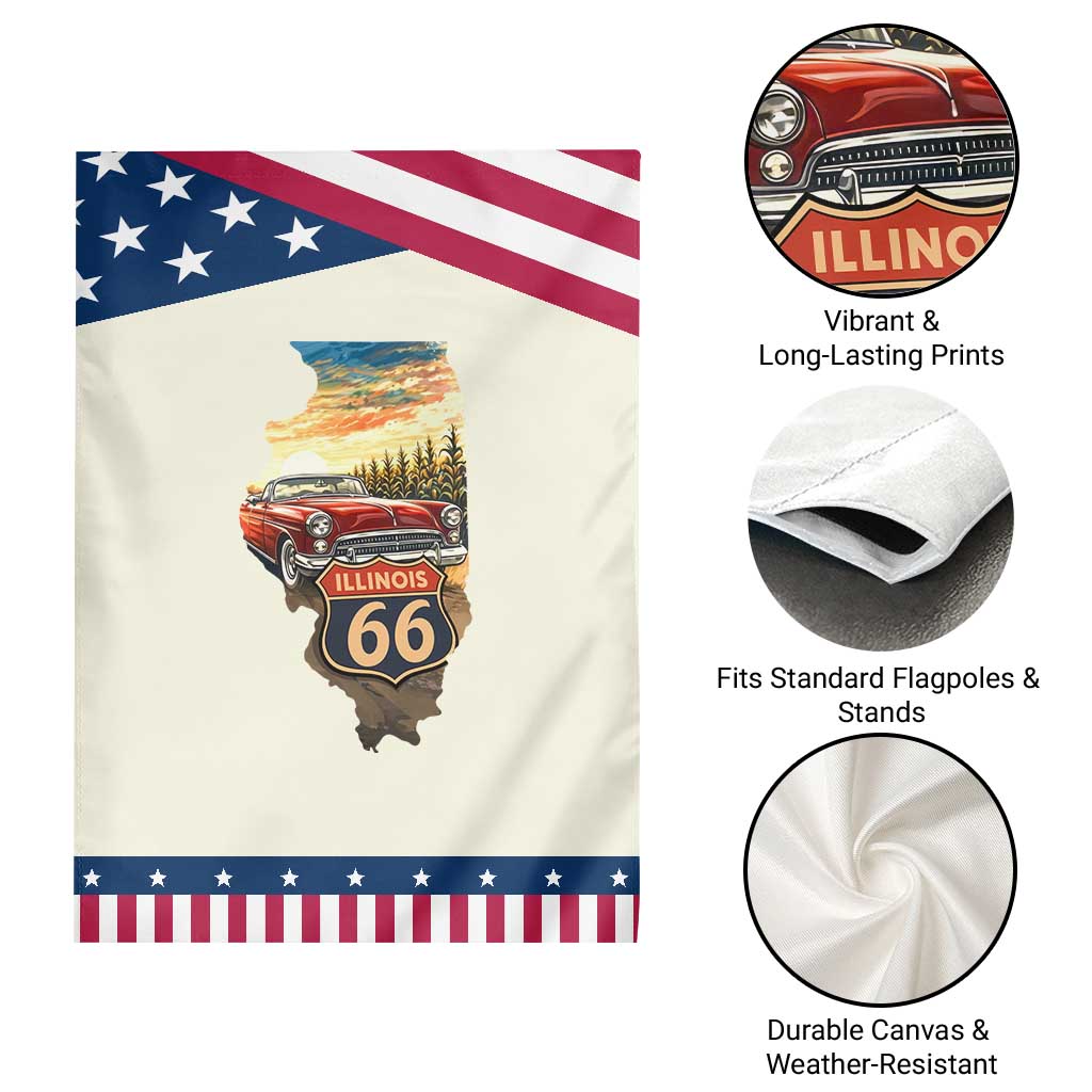 Route Highway 66 Illinois State Pride Garden Flag Mother Road Travel Gift TS12 Print Your Wear