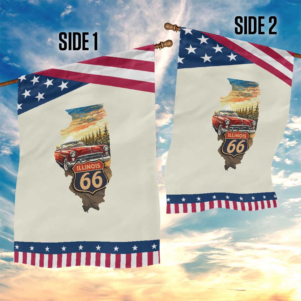 Route Highway 66 Illinois State Pride Garden Flag Mother Road Travel Gift TS12 Print Your Wear