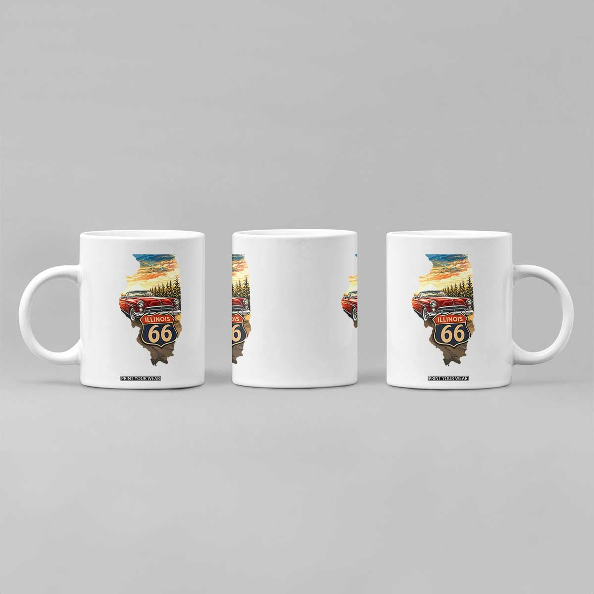 Route Highway 66 Illinois State Pride Coffee Mug Mother Road Travel Gift TS12 Print Your Wear