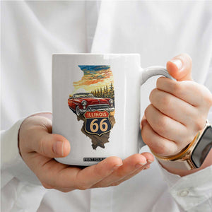 Route Highway 66 Illinois State Pride Coffee Mug Mother Road Travel Gift TS12 Print Your Wear