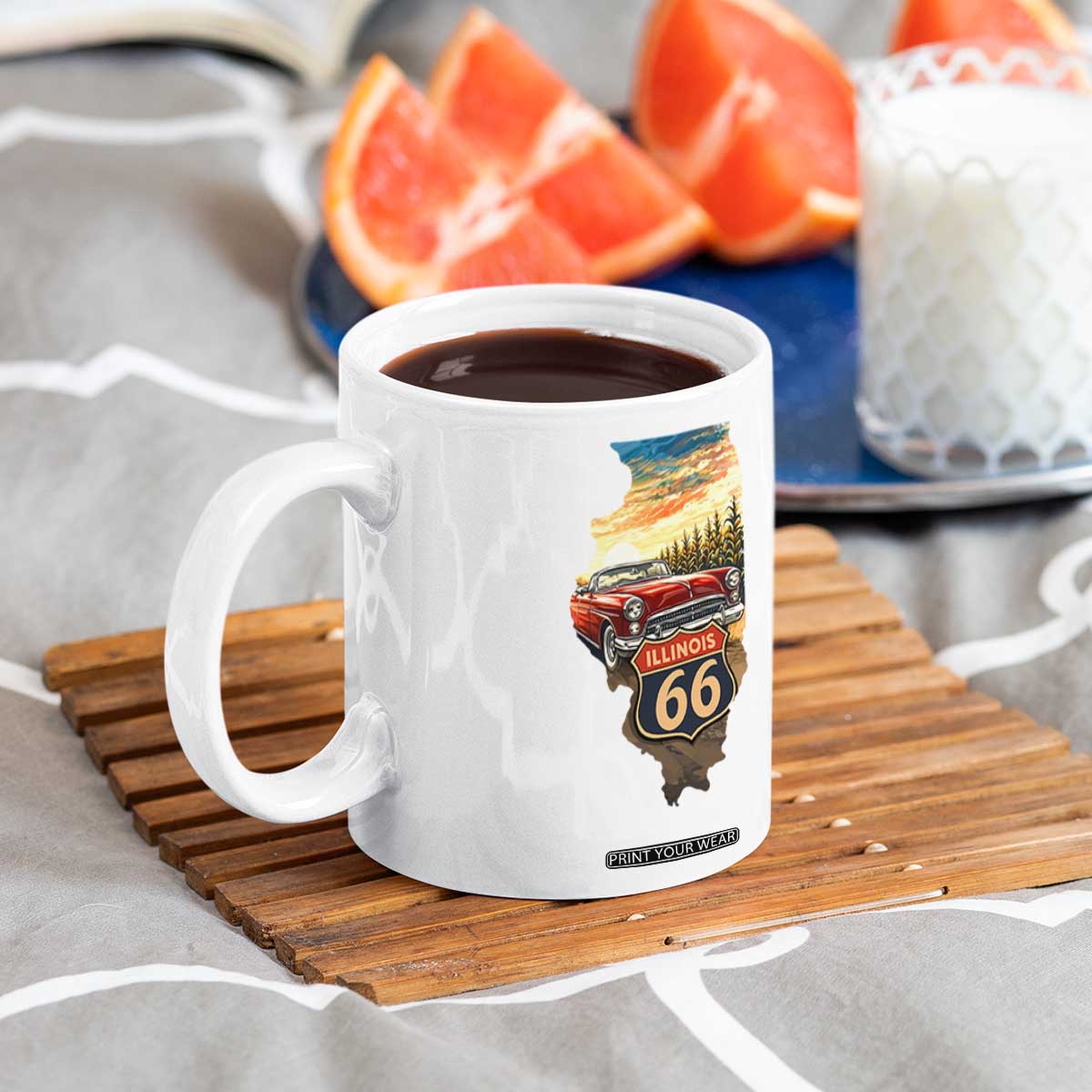 Route Highway 66 Illinois State Pride Coffee Mug Mother Road Travel Gift TS12 Print Your Wear