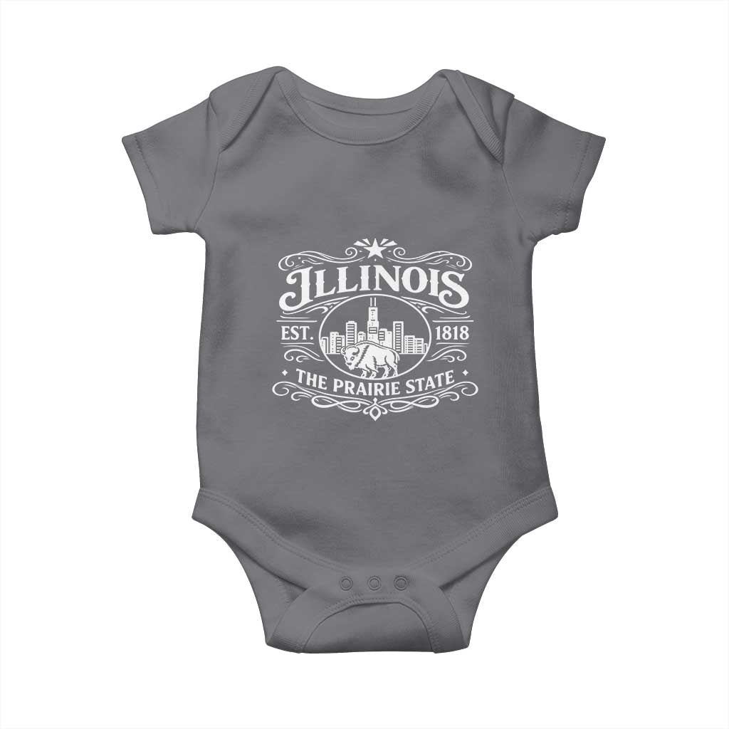 The Prairie State Illinois Souvenir Baby Onesie Historic Midwest Gift TS12 Charcoal Print Your Wear