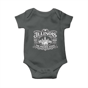 The Prairie State Illinois Souvenir Baby Onesie Historic Midwest Gift TS12 Dark Heather Print Your Wear