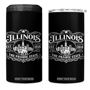 The Prairie State Illinois Souvenir 4 in 1 Can Cooler Tumbler Historic Midwest Gift TS12 One Size: 16 oz Black Print Your Wear