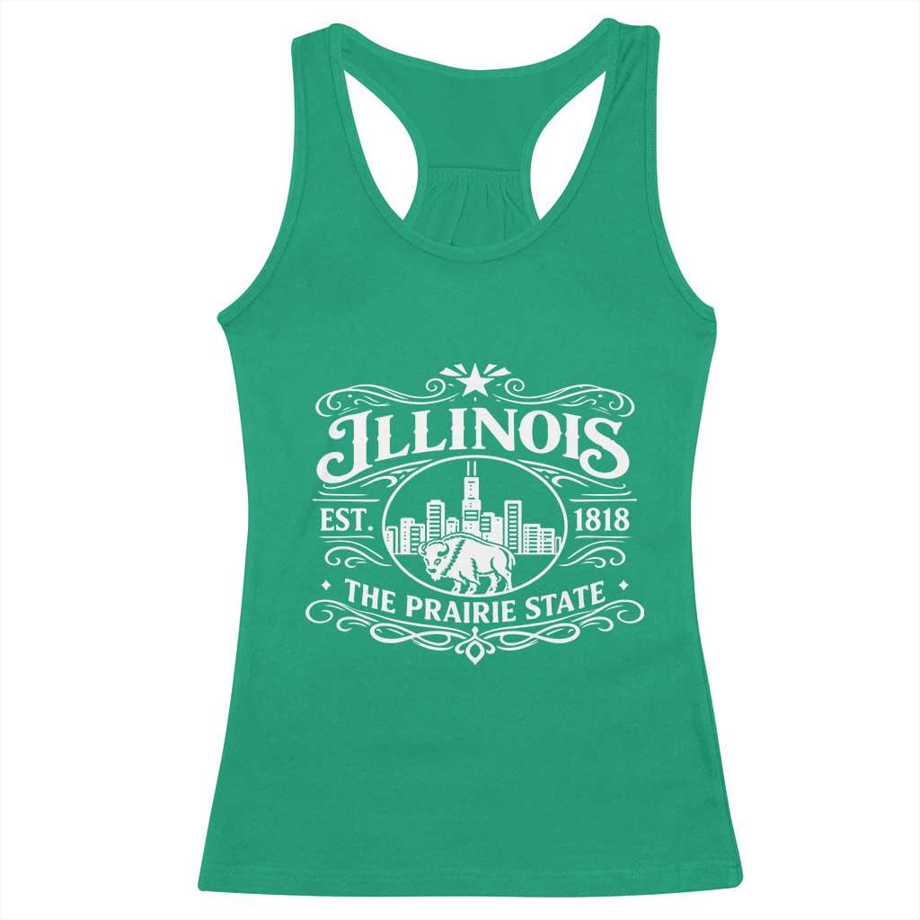 The Prairie State Illinois Souvenir Racerback Tank Top Historic Midwest Gift TS12 Irish Green Print Your Wear