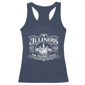 The Prairie State Illinois Souvenir Racerback Tank Top Historic Midwest Gift TS12 Navy Print Your Wear
