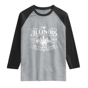 The Prairie State Illinois Souvenir Raglan Shirt Historic Midwest Gift TS12 Heather Gray Black Print Your Wear