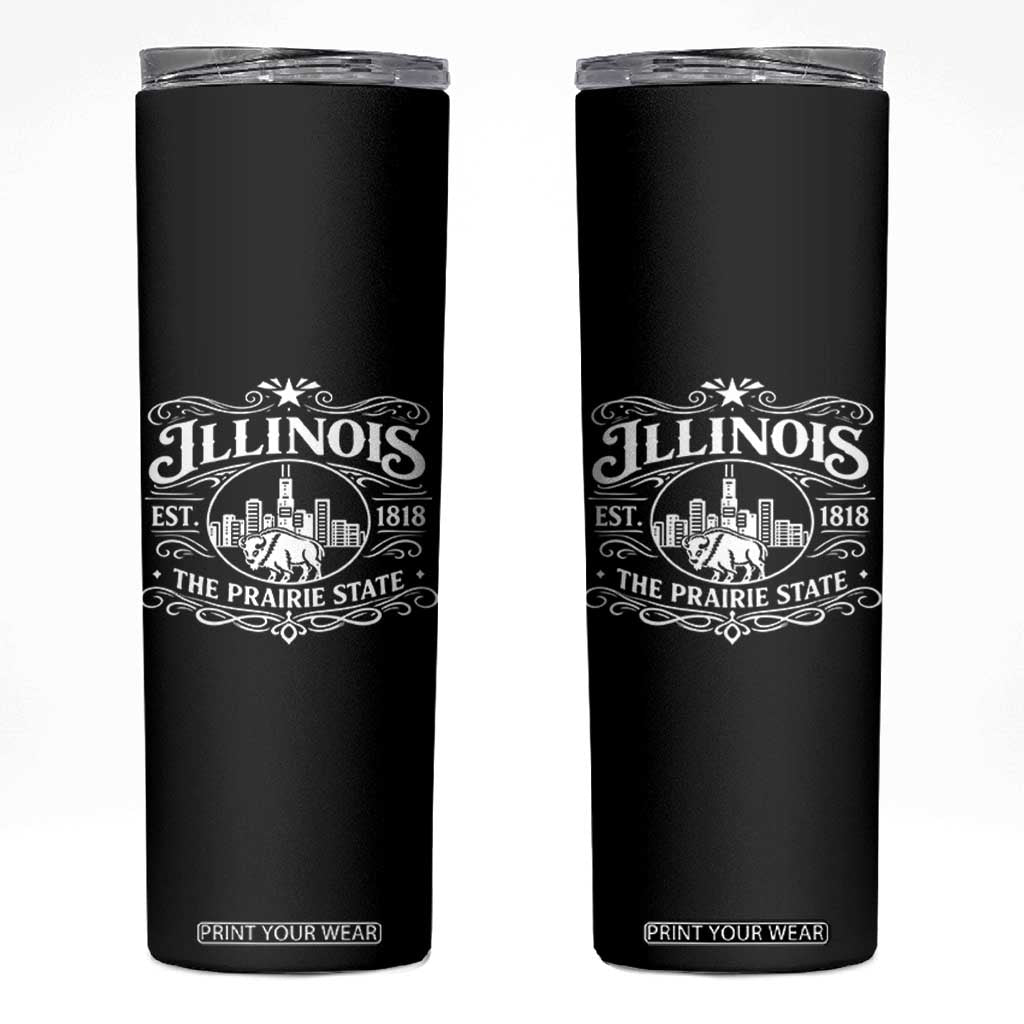 The Prairie State Illinois Souvenir Skinny Tumbler Historic Midwest Gift TS12 Black Print Your Wear