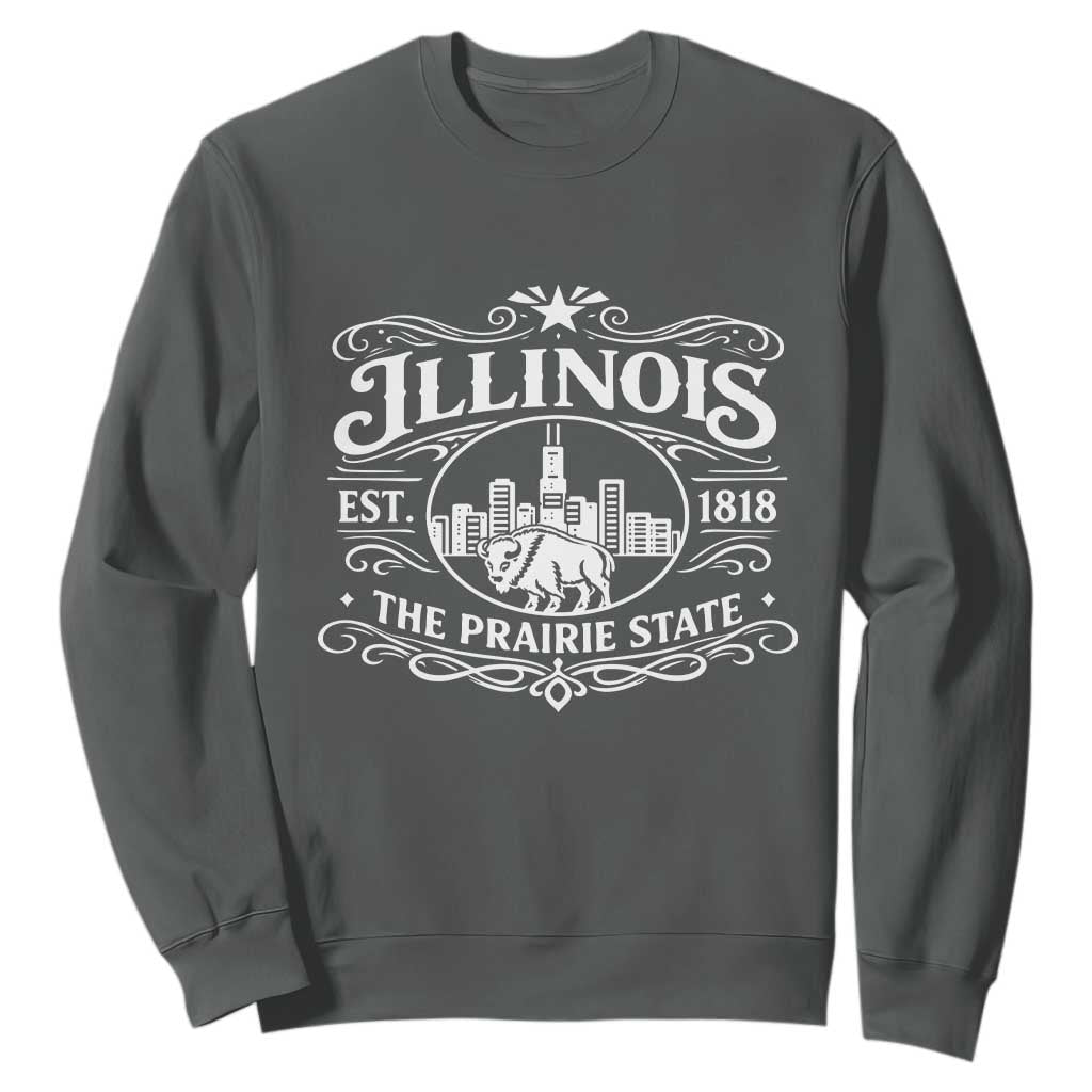 The Prairie State Illinois Souvenir Sweatshirt Historic Midwest Gift TS12 Dark Heather Print Your Wear