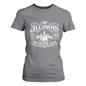 The Prairie State Illinois Souvenir T Shirt For Women Historic Midwest Gift TS12 Charcoal Print Your Wear