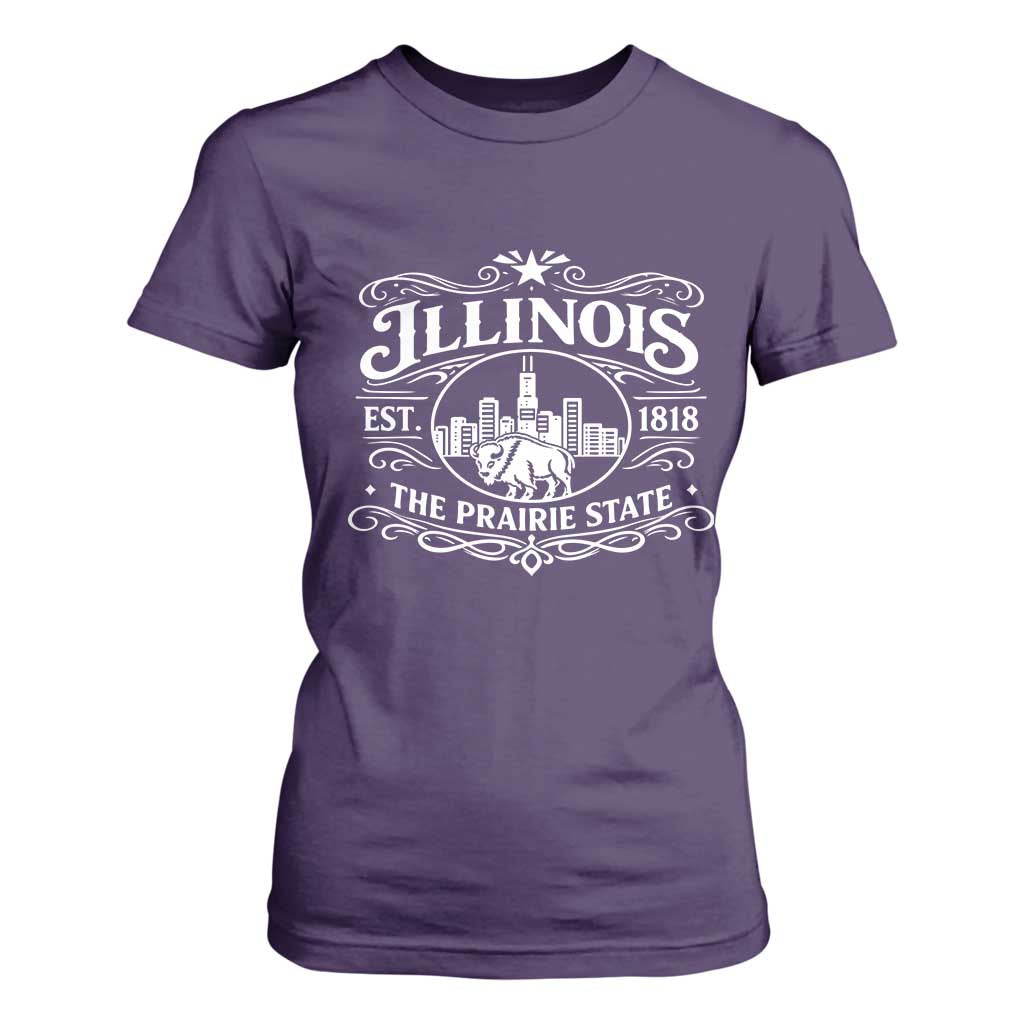 The Prairie State Illinois Souvenir T Shirt For Women Historic Midwest Gift TS12 Purple Print Your Wear