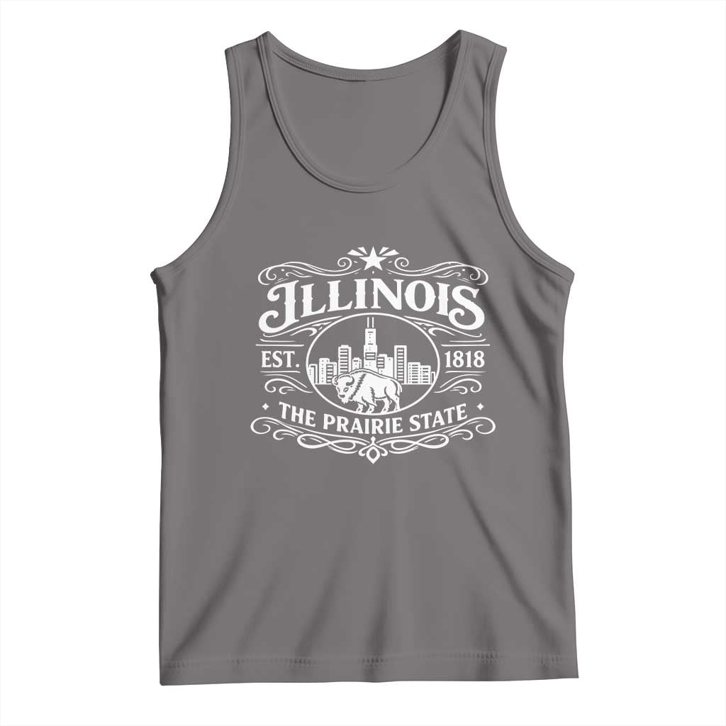 The Prairie State Illinois Souvenir Tank Top Historic Midwest Gift TS12 Deep Heather Print Your Wear