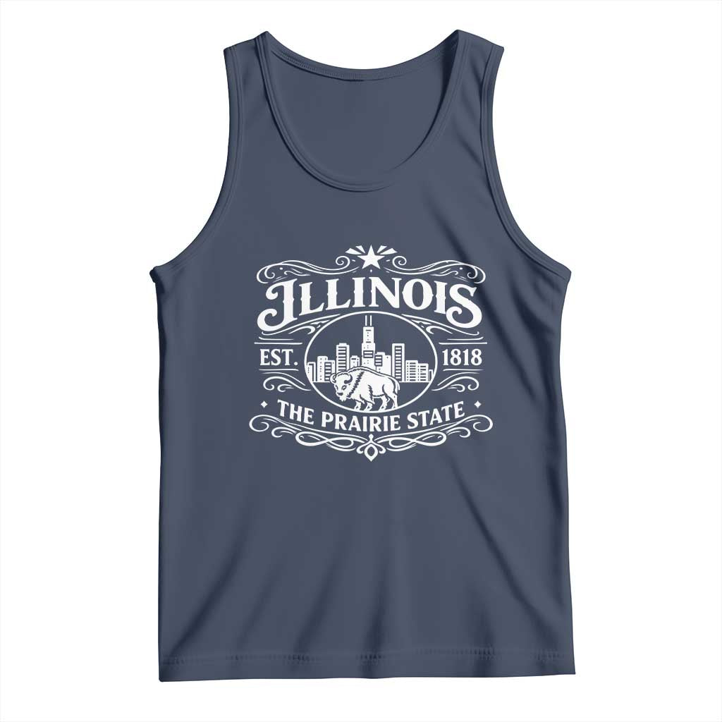 The Prairie State Illinois Souvenir Tank Top Historic Midwest Gift TS12 Navy Print Your Wear