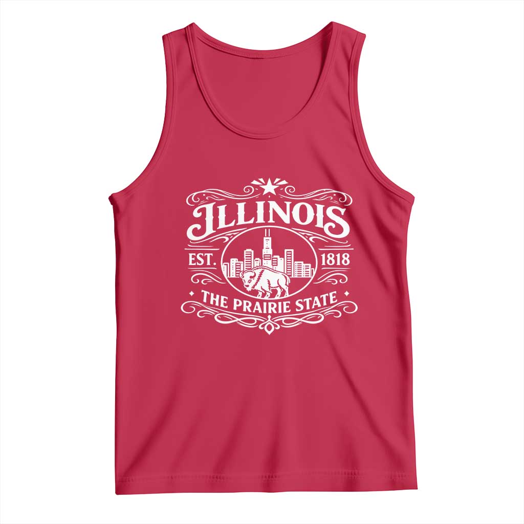 The Prairie State Illinois Souvenir Tank Top Historic Midwest Gift TS12 Red Print Your Wear