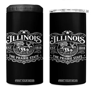 Illinois State Pride 4 in 1 Can Cooler Tumbler The Prairie State Souvenir Gift TS12 One Size: 16 oz Black Print Your Wear
