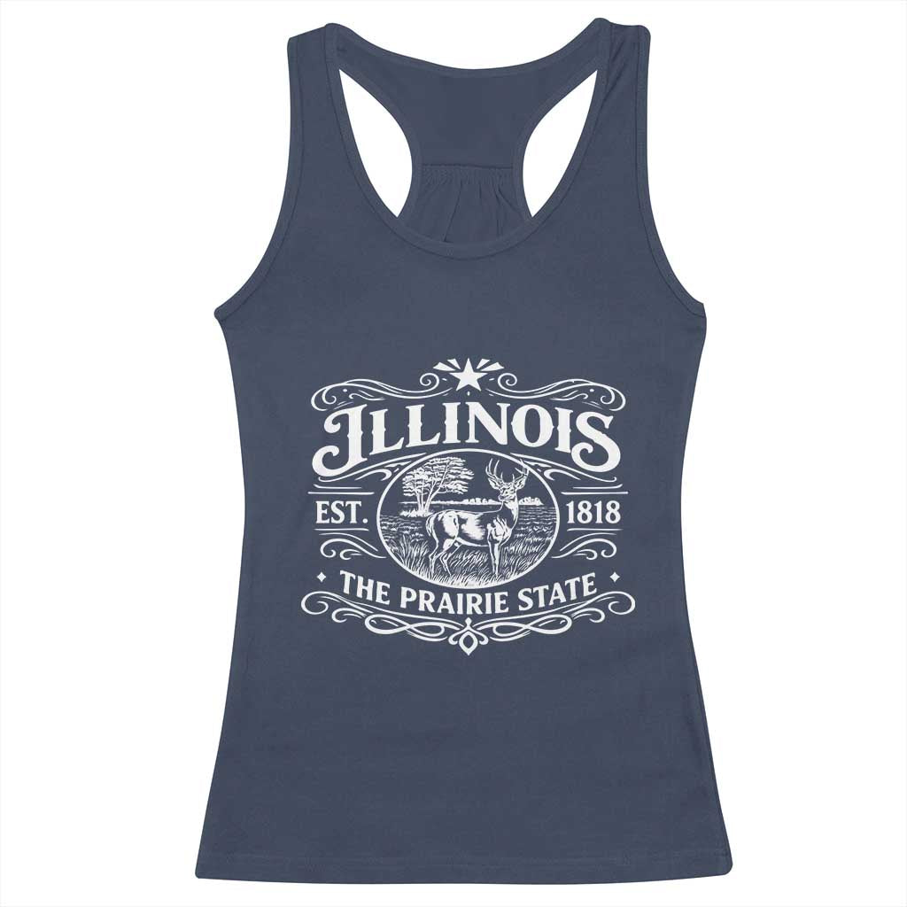 Illinois State Pride Racerback Tank Top The Prairie State Souvenir Gift TS12 Navy Print Your Wear