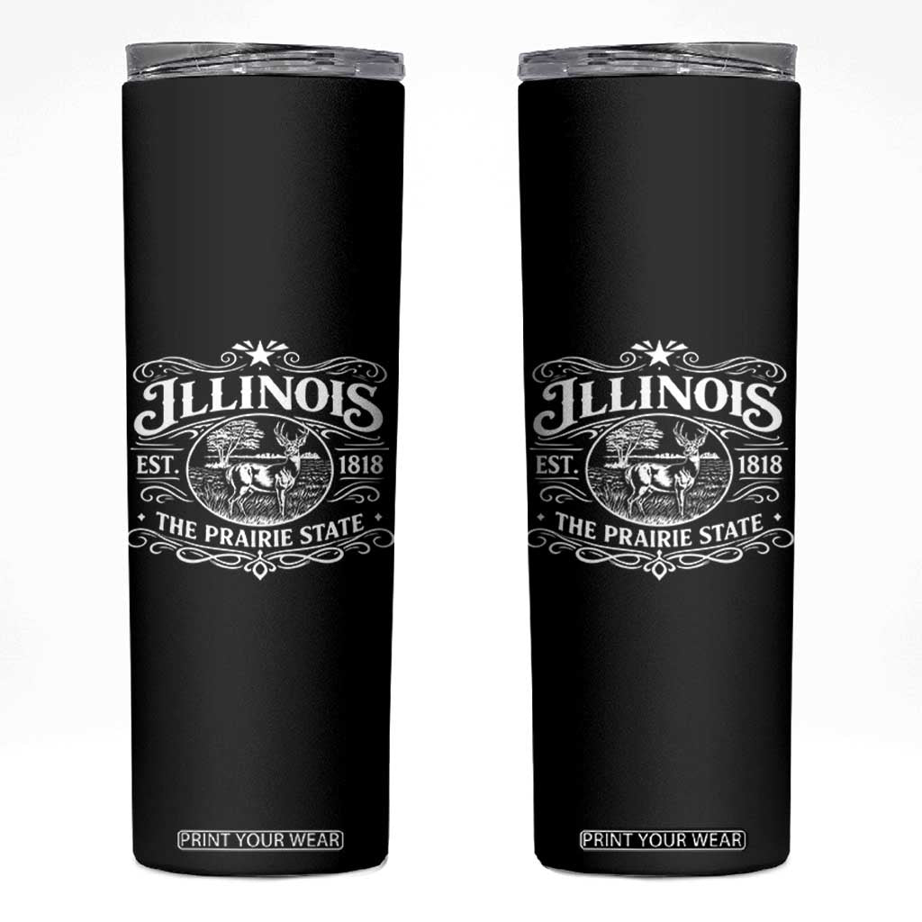Illinois State Pride Skinny Tumbler The Prairie State Souvenir Gift TS12 Black Print Your Wear
