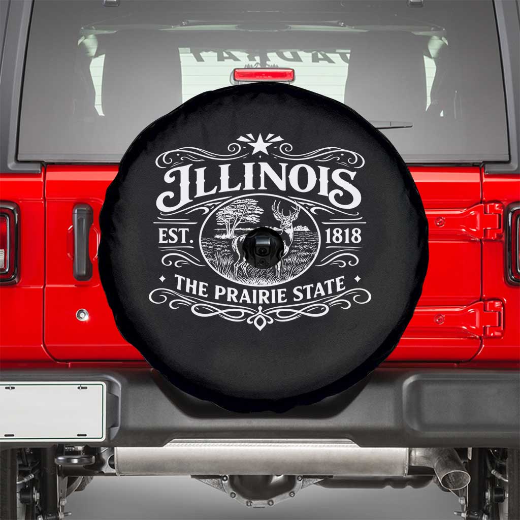 Illinois State Pride Spare Tire Cover The Prairie State Souvenir Gift TS12 Black Print Your Wear