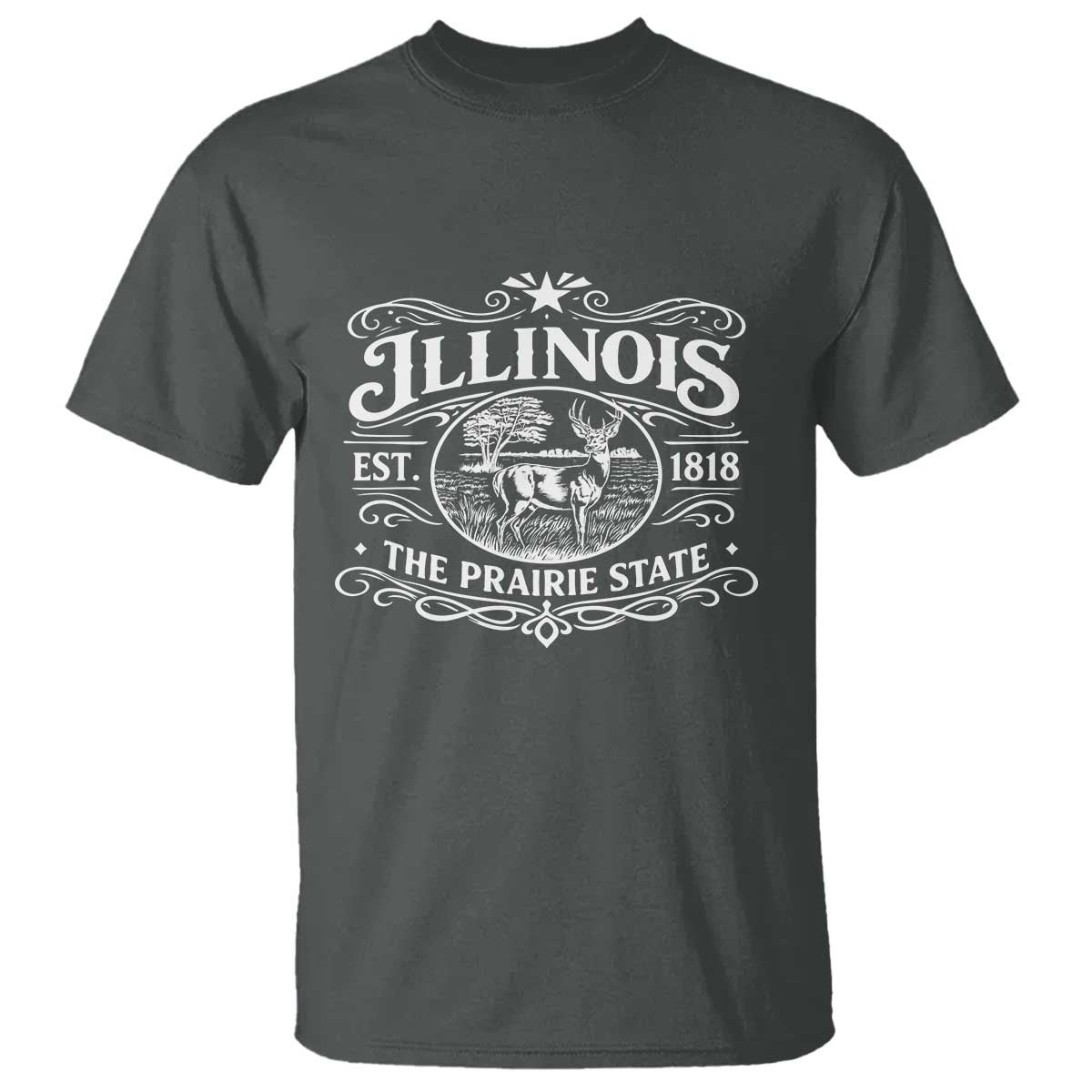 Illinois State Pride T Shirt The Prairie State Souvenir Gift TS12 Dark Heather Print Your Wear