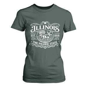 Illinois State Pride T Shirt For Women The Prairie State Souvenir Gift TS12 Dark Forest Green Print Your Wear