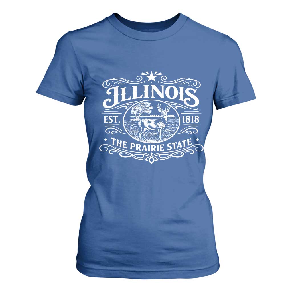 Illinois State Pride T Shirt For Women The Prairie State Souvenir Gift TS12 Royal Blue Print Your Wear
